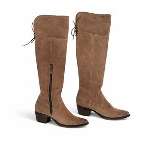 Frye Sacha Over The Knee Leather Boots Ash Tan Taupe Size 8 Western Rodeo